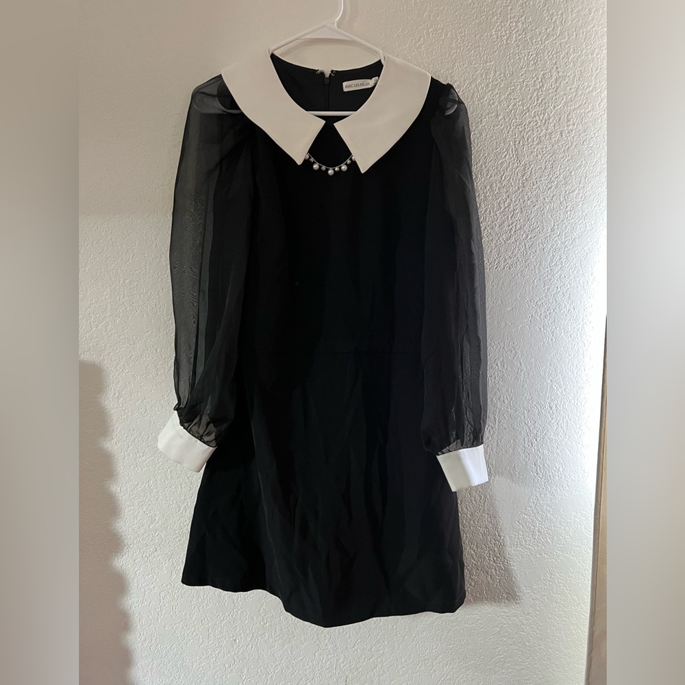 Avec Les Filles Black Dress with White Collar